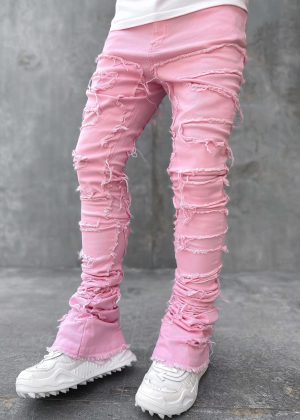 French Rose Blood Diamond Stacked Denim